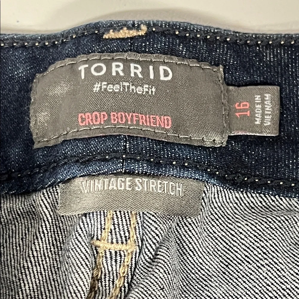 Torrid Dark Blue cropped Jeans with Frayed Hem - Picture 8 of 8